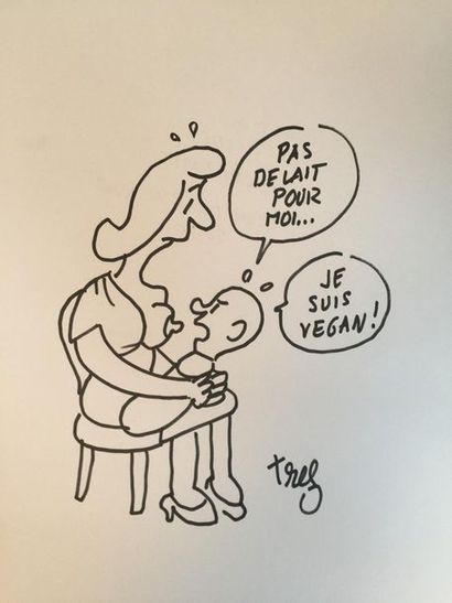 Alain TREZ Mère et son enfant
« Veganeries » club des Ronchons 2020
Feutre sur papier,...