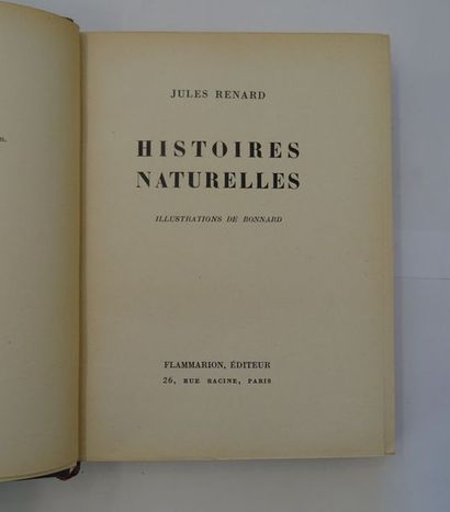 null « Histoires naturelles », Jules Renard, Bonnard ; Ed. Flammarion éditeur, 1945,...