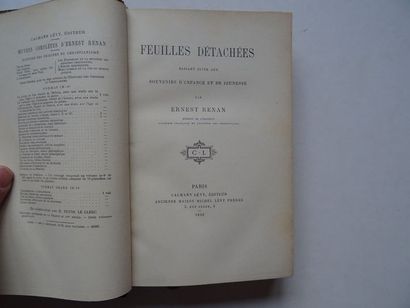 null « Feuilles détachées » Ernest Renan, Calmann Lévy éditeur, 1892, 422 p. environ...