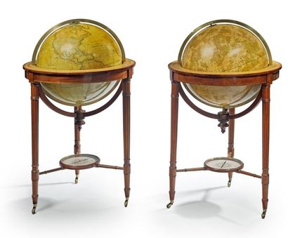 null Pair of terrestrial and celestial globes
Equatorial table engraved with the...