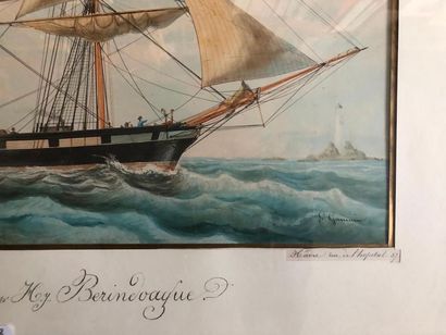 Louis Honoré Frederic GAMAIN (1803-1871) 
Le Tigre Capitaine Berindoague
Aquarelle,...