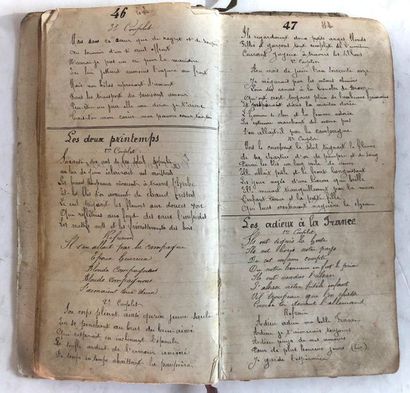 JEAN (Louis) 
Cahier de chansons appartenant à Jean. Honneur à la classe 1879. Manuscrit...