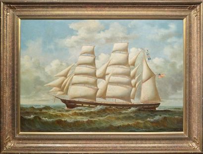 Jones ROBINSON (XIX-XXème siècle) 
Trois mats barques
Huile sur toile, signée en...