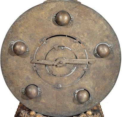 null Sign forming an astrolabe in bronze with decorations of 5 spheres, on a gilded...