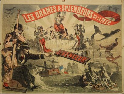 CHERET Jules 
Les drames & splendeurs de la mer. Le Vengueur. 1877.
Affiche lithographique....