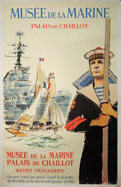 BRENET Albert 
Musée de la Marine, Palais de Chaillot. Circa 1950.
Affiche offset....