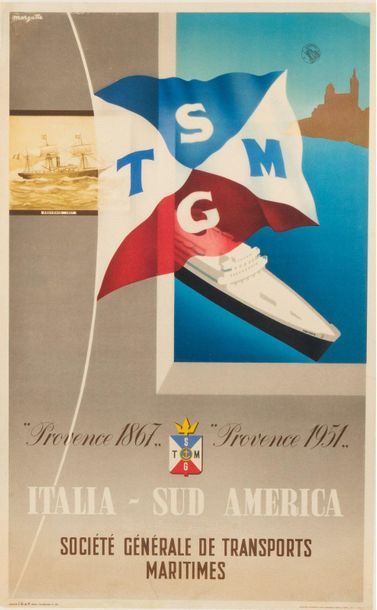 MARGUTTE SGTM. Société Générale de Transports Maritimes. Italia Sud America. Provence...