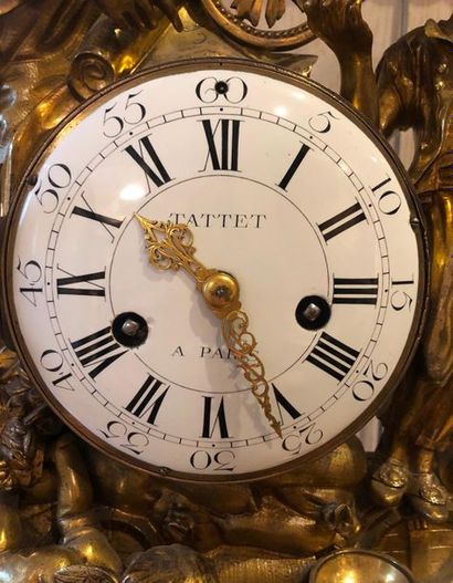 null Allegorical Navy clock in gilt bronze decorated with a ship on which appears...