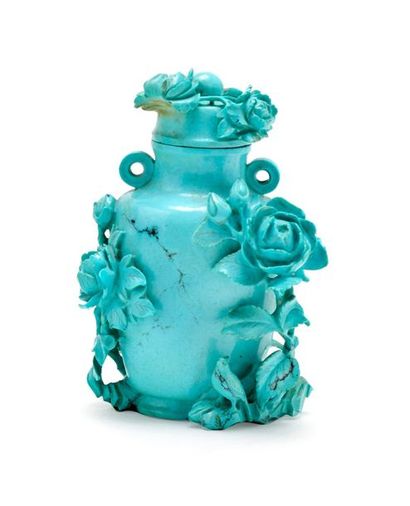 CHINE - XIXe siècle 
Vase couvert miniature formant flacon tabatière balustre en...