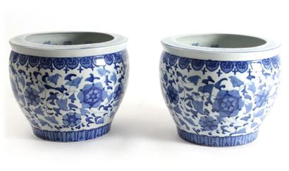 null Pair of aquariums in white porcelain blue (accidents) in the taste of China....
