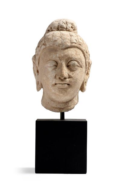 INDE - GANDHARA, ART GRÉCO-BOUDDHIQUE, IIE/IVE SIÈCLE 
Small stucco Buddha head,...