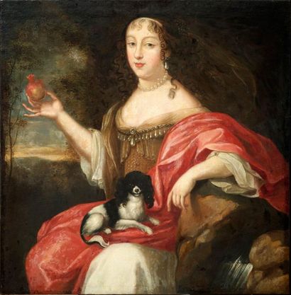 Ecole FRANCAISE, vers 1720, suiveur de Charles BEAUBRUN Portrait of a woman with...