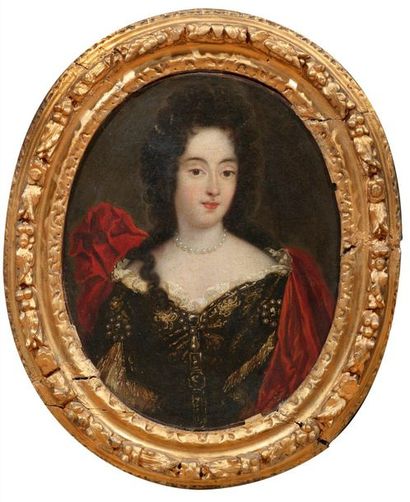 Ecole FRANÇAISE, vers 1700 suiveur de Pierre MIGNARD Portrait de jeune femme au collier...