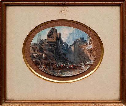 Eugène CICERI (1813-1890) 
Vues de ville 4 aquarelles
Signées pour 3 d'entre elles
8...