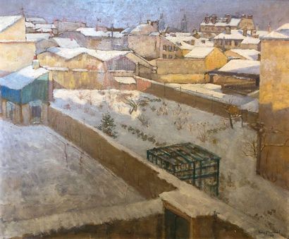 Henri MARCHAL (1878-1942) 
Snowy
Roofs Oil on isorel, signed right
55 x 66,5 cm