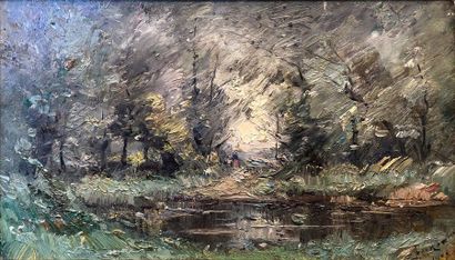 Émile NOIROT (1853-1924) 
Spring
Landscape Oil on panel signed lower right and dated...
