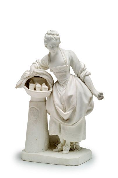 SÈVRES La marchande de crème
Statuette en biscuit de porcelaine tendre, représentant...