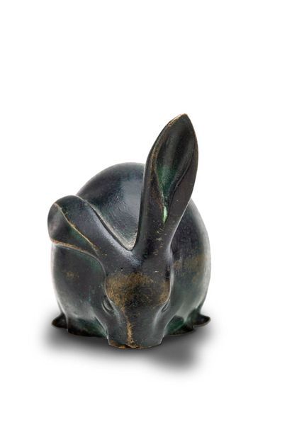 Édouard Marcel SANDOZ (1888-1971) & SUSSE Frères Editeur 
Rabbit with left ear raised
Bronze...