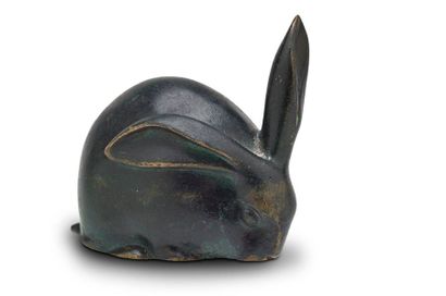 Édouard Marcel SANDOZ (1888-1971) & SUSSE Frères Editeur 
Rabbit with left ear raised
Bronze...