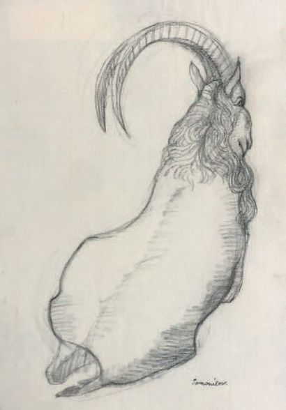 Henri SAMOUILOV (1930-2014) Study of goat
Two pencil drawings, signed lower right
37...