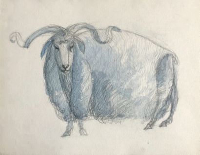 Henri SAMOUILOV (1930-2014) Bélier, taureau, buffle et zèbres
Quatre dessins d'animaux...