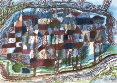 Henri SAMOUILOV (1930-2014) Village in a Pastel Forest
, signed lower right and dated...