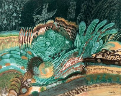 Henri SAMOUILOV (1930-2014) Sauterelle dans un paysage
Pastel signé en bas à droite
50...