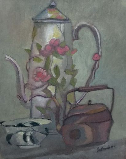 Henri SAMOUILOV (1930-2014) Nature à la teapot violet
Oil on canvas, signed lower...