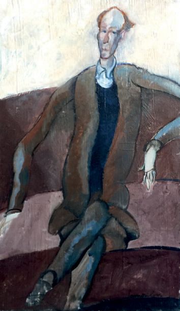 Henri SAMOUILOV (1930-2014) Autoportrait
Huile sur panneau d'isorel
41 x 24 cm