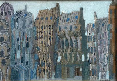 Henri SAMOUILOV (1930-2014) Houses
Oil on cardboard, signed lower right
24 x 40,5...