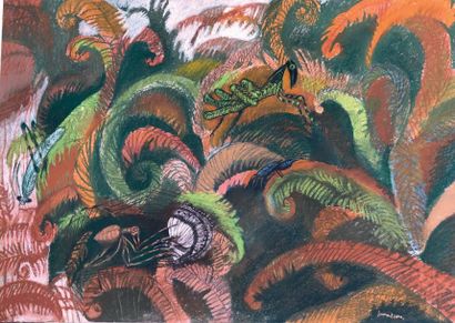 Henri SAMOUILOV (1930-2014) Araignée et mante religieuse
Pastel, signé en bas à droite
75...