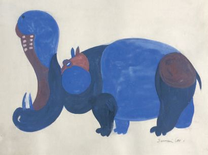 Henri SAMOUILOV (1930-2014) Hippopotamuses
Three gouache drawings, two signed
20.5...