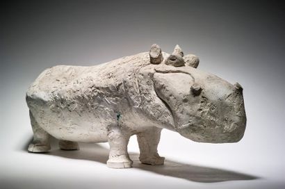 Henri SAMOUILOV (1930-2014) Hippopotamus
Plaster
26,5 x 63 cm