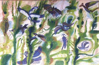 Henri SAMOUILOV (1930-2014) Volatiles
Pastel, signé en bas à droite
75 x 110 cm