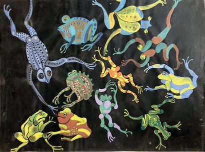 Henri SAMOUILOV (1930-2014) Les grenouilles
Gouache, non signée
75 x 110 cm