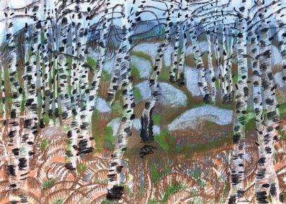 Henri SAMOUILOV (1930-2014) Riverbank and birch
forest Pastel, unsigned
50 x 65 ...