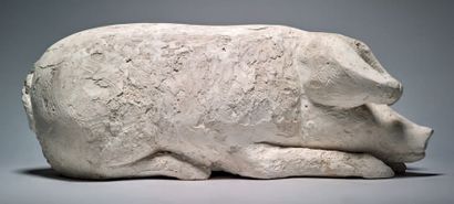 Henri SAMOUILOV (1930-2014) Cochon debout
Plâtre sur socle
26 x 42 (hors socle)
