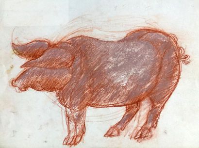 Henri SAMOUILOV (1930-2014) Cochon et sanglier
Huit études mine de plomb, pastel...