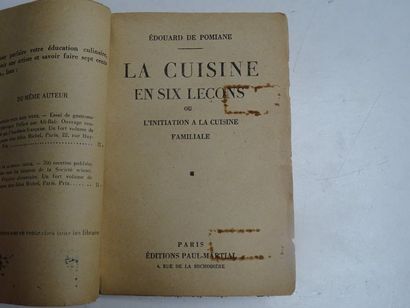 null "La cuisine en 6 leçons", Edouard de Pomiane; Ed. Paul Martial,undated, 256...