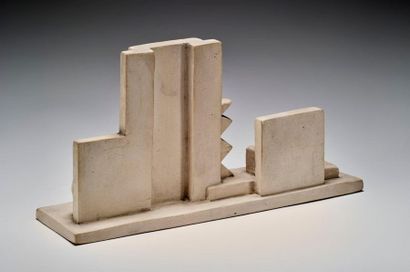 Robert LALLEMANT (1902-1954) 
Suite of two modernist sculptures in cream-coloured
ceramics...