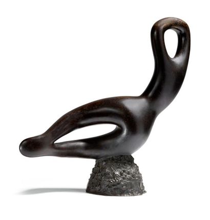 RICCARDO SCARPA (1905-1999) 
La nuit Bronze
sculpture with brown patina depicting...