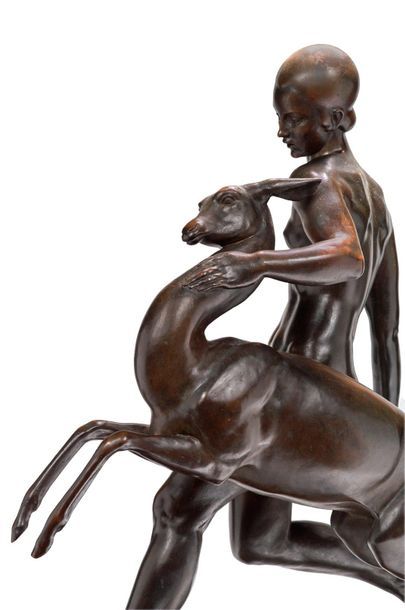 Pierre TRAVERSE (1892-1979) 
An important bronze sculpture with a brown patina shaded...