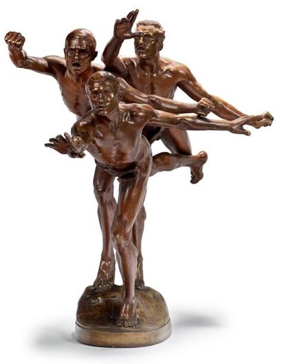 Alfred BOUCHER (1850-1934) 
To the goal
Rare and important bronze sculpture with...