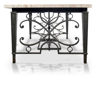 RAYMOND SUBES (1893-1970) & ANDRE ARBUS (1903-1969) 
Wrought iron dining table with...