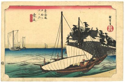Utagawa Hiroshige (1797-1858) 
Oban yoko-e de la série Tokaido gojusan tsugi no uchi,...