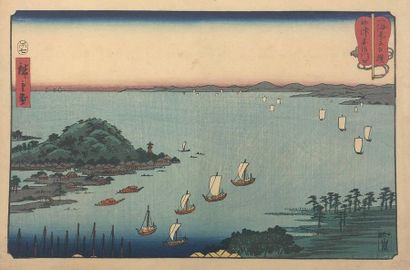 Utagawa Hiroshige (1797-1858) 
Oban yoko-e from the series Sankai mitate zumô, Fight...