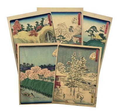 UTAGAWA HIROSHIGE II (1826-1869) 
Forty-six chuban tate-e, from the series Edo meisho...