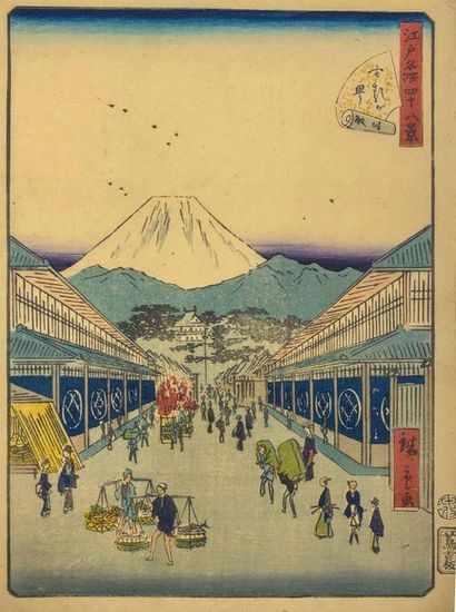UTAGAWA HIROSHIGE II (1826-1869) 
Quarante-six chuban tate-e, de la série Edo meisho...