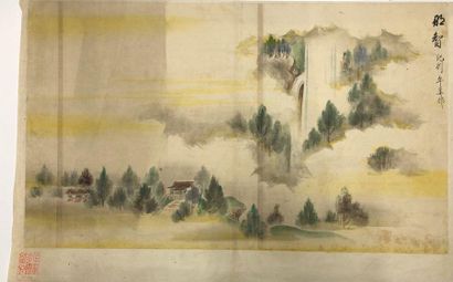 JAPON - Epoque EDO (1603 - 1868), XIXe siècle 
Six encres polychromes sur papier,...