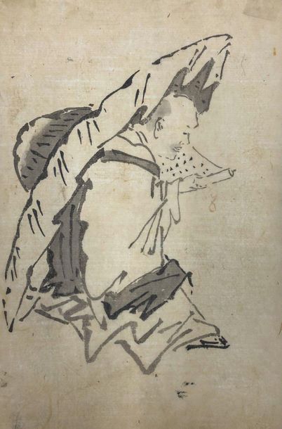 JAPON - Epoque EDO (1603 - 1868), XIXe siècle 
Set of twelve gouaches on paper, representing...